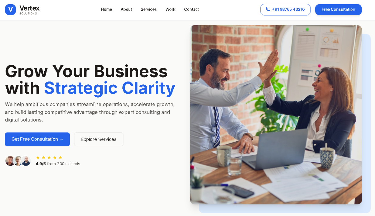 Business website template preview for professional and service-based companies